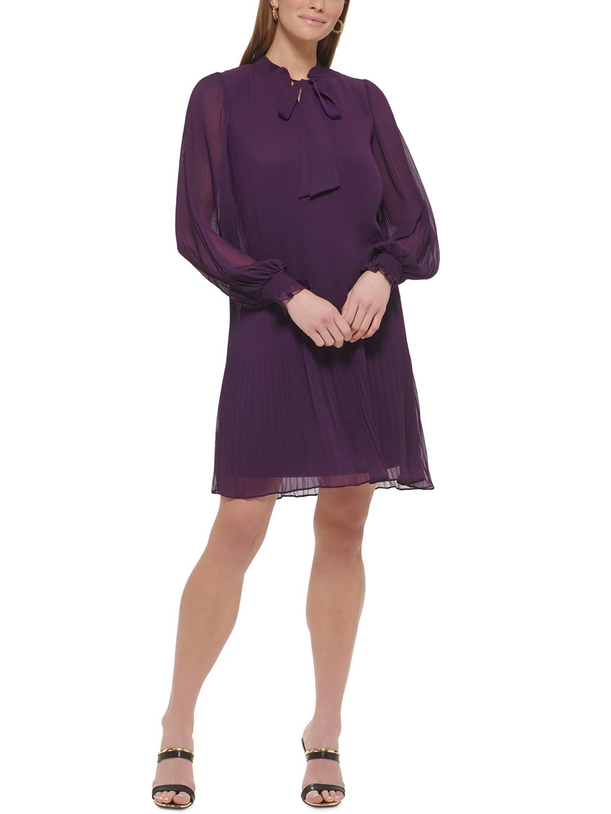 

Женское плиссированное шифоновое платье-трапеция DKNY, цвет wine