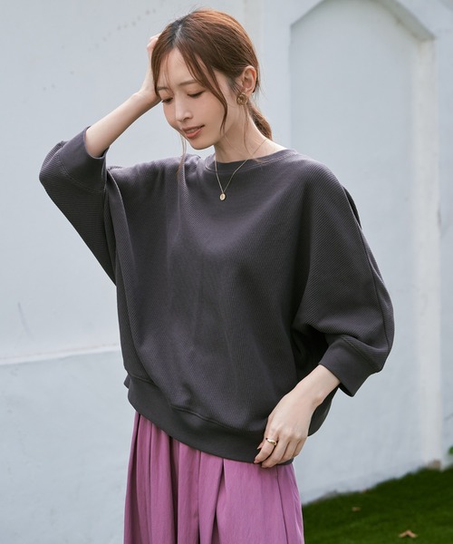 

Футболка с рукавом долман, подвернутый край, бренд Ikka, цвет угольно-серый