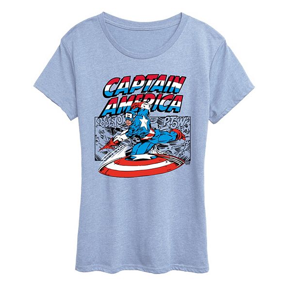 

Футболка с принтом комикса про Капитана Америка Marvel, Heather Chambray Blue, Синий, Футболка с принтом комикса про Капитана Америка Marvel, Heather Chambray Blue