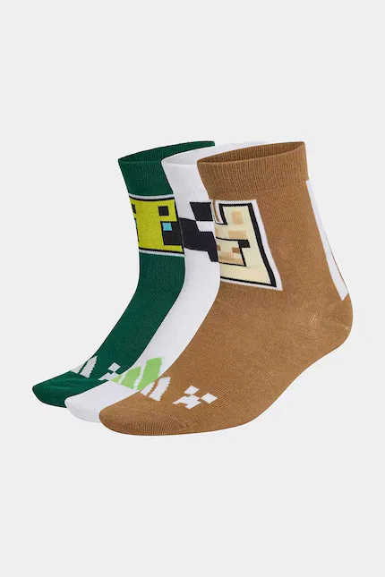 Носки детские с принтом Minecraft 3 шт Adidas Performance, белый