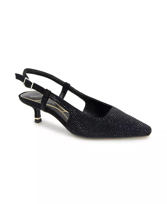 Женские туфли-лодочки Martha Crystals на каблуке-рюмочке с ремешком на пятке Kenneth Cole New York, черный