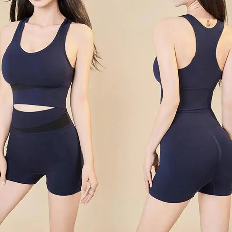 Спортивный костюм для йоги, быстросохнущий, с высокой талией, Navy Blue — фото 4