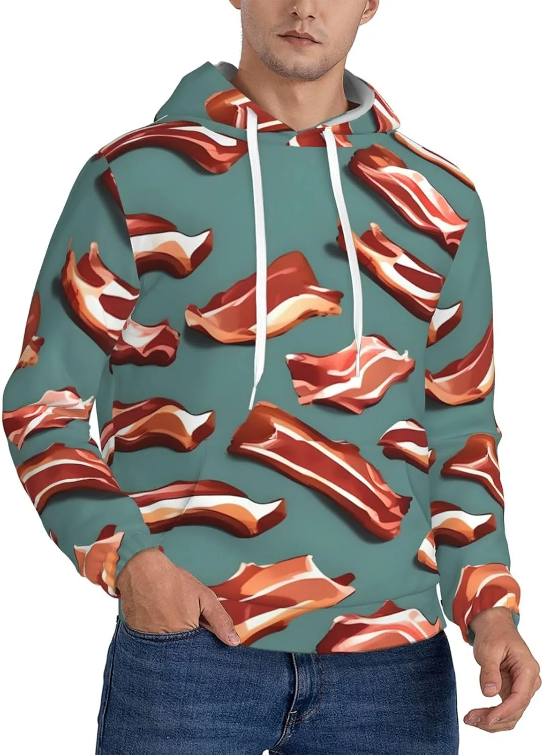 

Толстовка с капюшоном Streaky Bacon Pattern Print для мужчин Lootpe