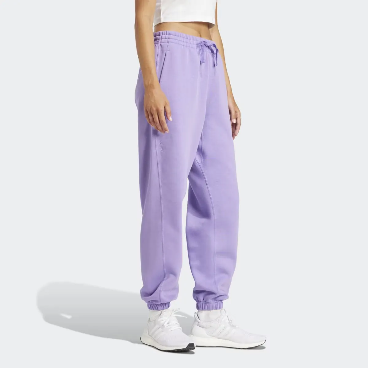 Женские Essentials Французские махровые брюки Adidas с манжетами и манжетами в 3 полоски, чёрный — фото 4