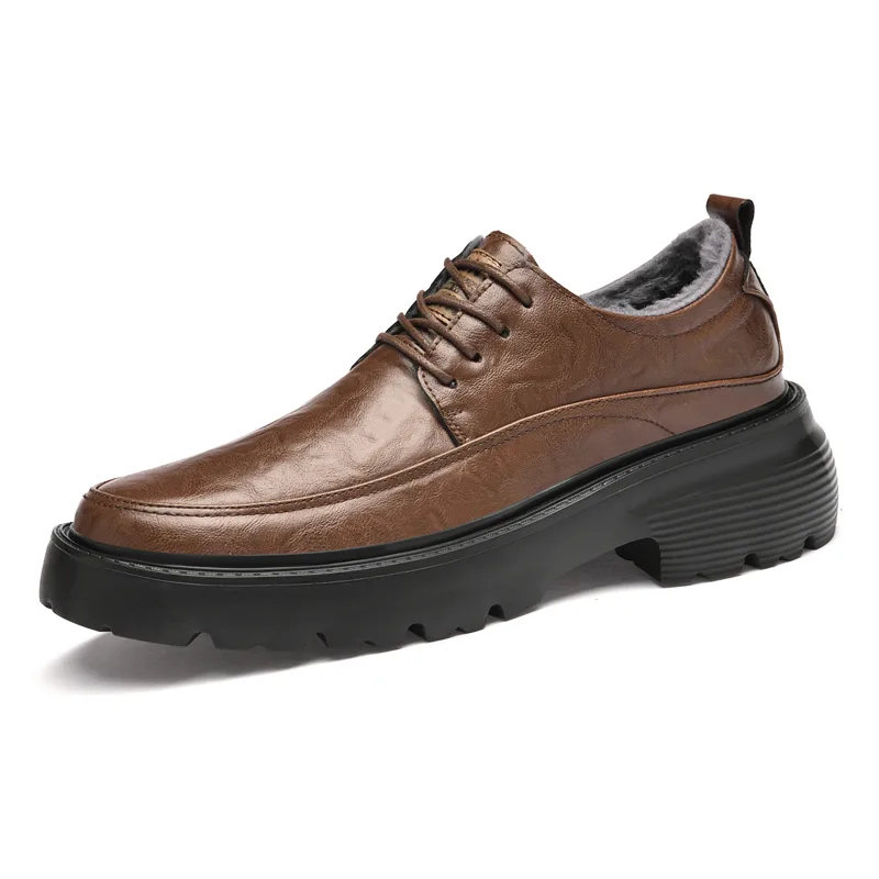 Кожаные повседневные туфли мужские GONGNIULEITING, Brown Cotton