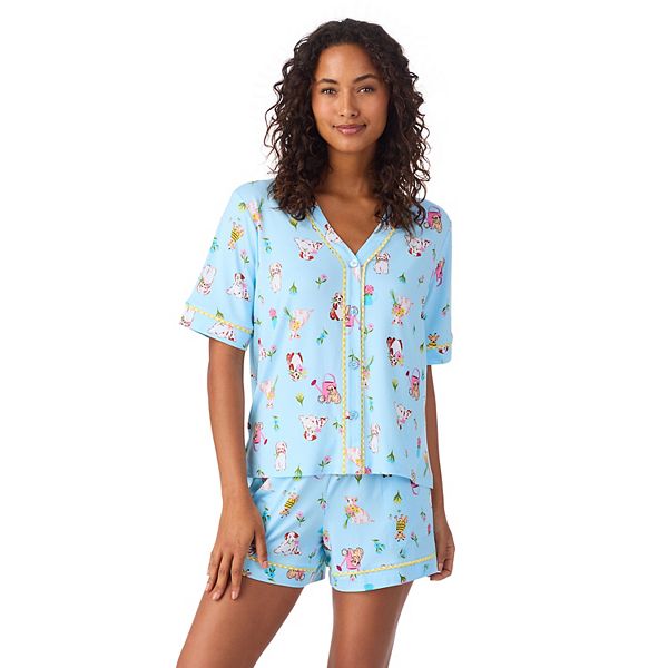 

Женский комплект пижамы с коротким рукавом и шортами Cuddl Duds, Blue Gardening Dogs