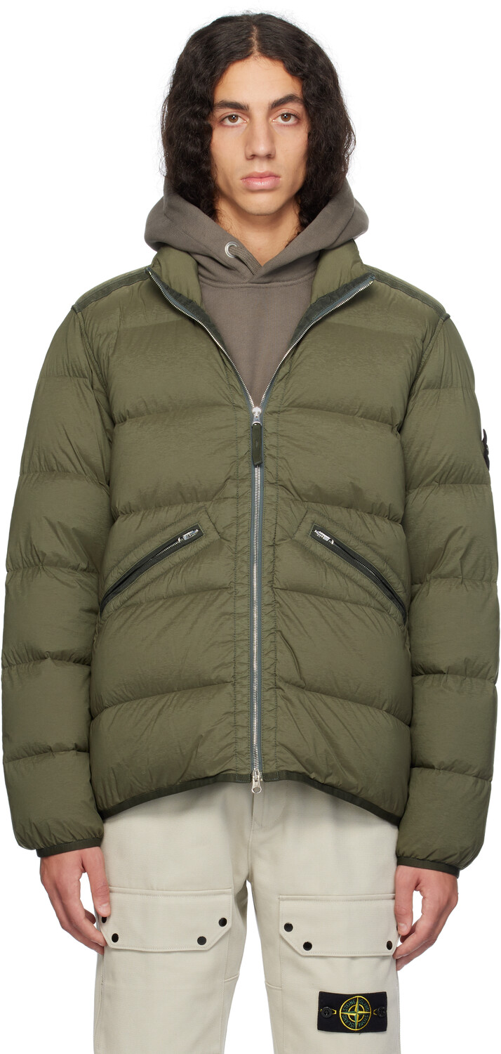 

Бесшовная куртка-пуховик из нейлона цвета хаки 43028 Stone Island
