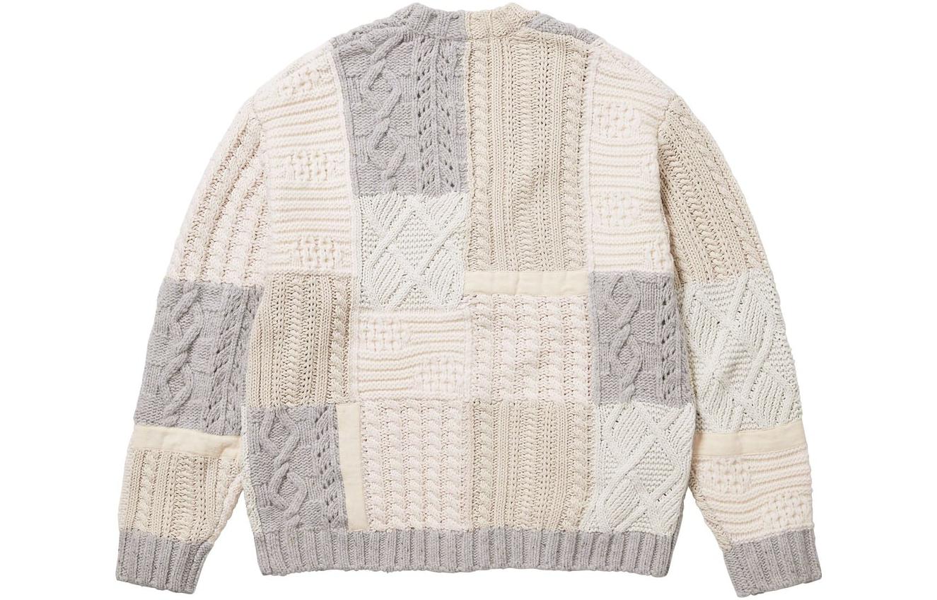 Вязаный кардиган Supreme с жаккардовым узором и пэчворком, цвет слоновая кость/слоновая кость — фото 3