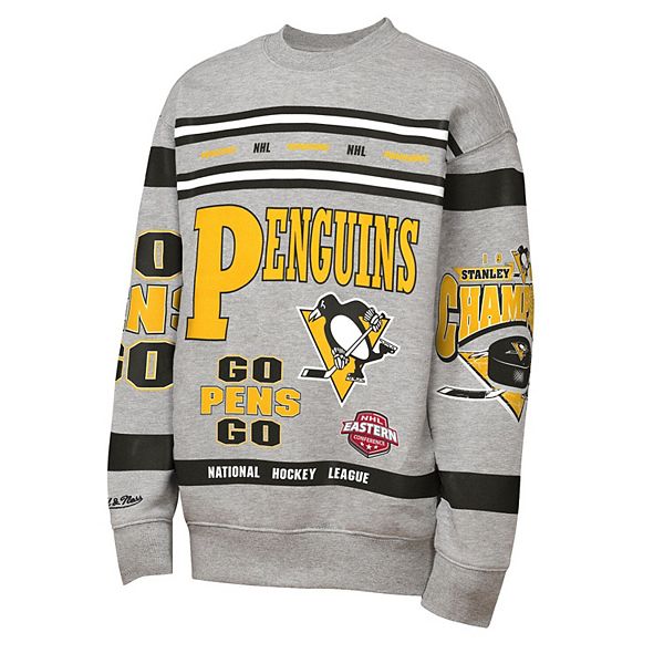 Флисовая толстовка с принтом Pittsburgh Penguins в сером цвете Mitchell & Ness — фото 3