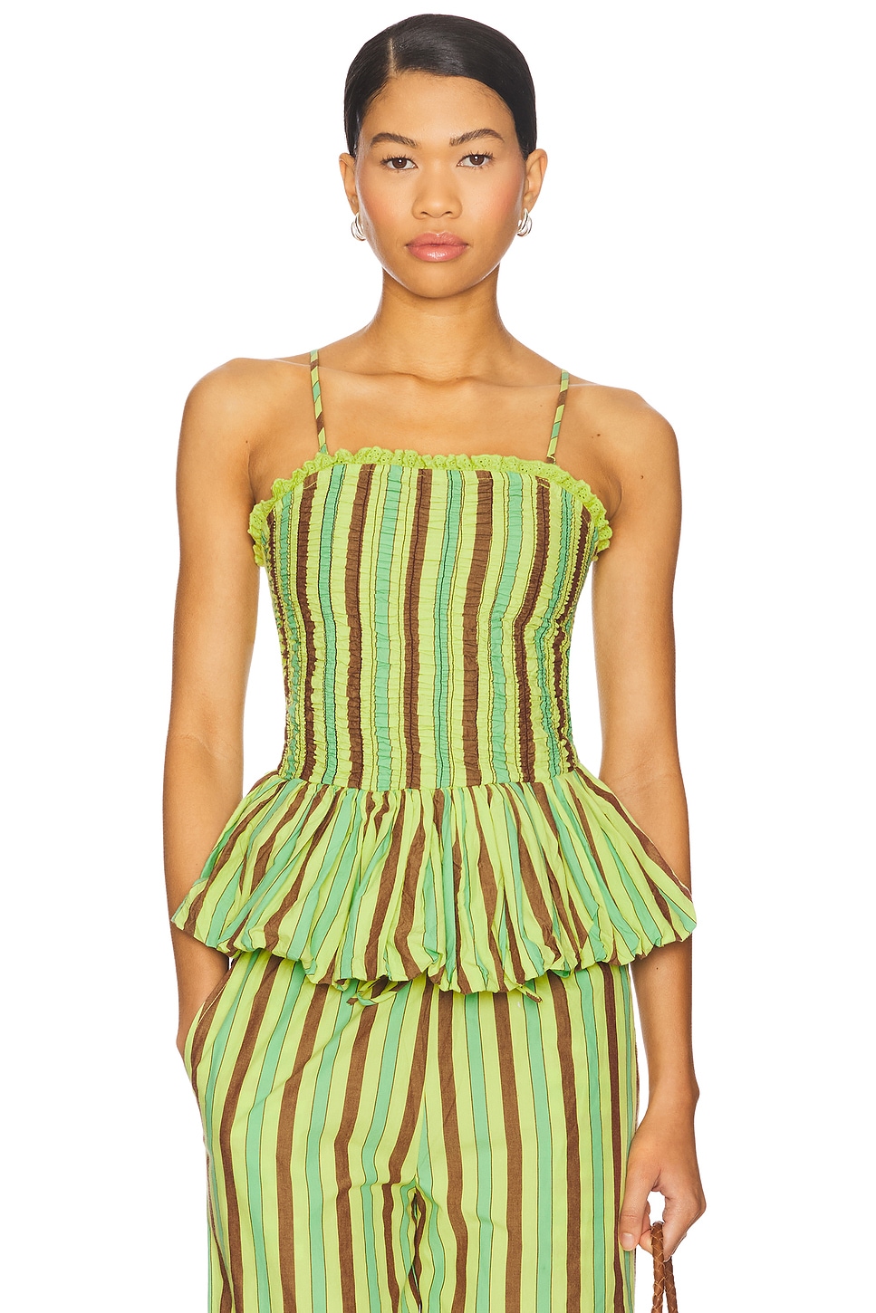 

Bethan bubble cami Damson Madder, tropical business stripe