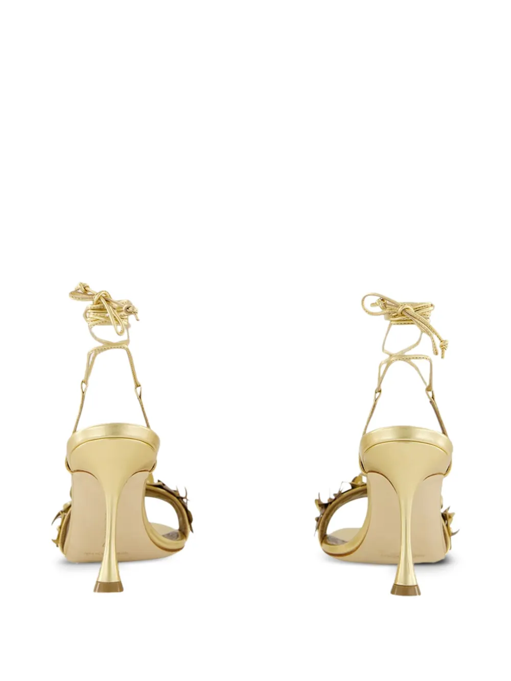 Декорированные босоножки на высоком каблуке Manolo Blahnik, золотой — фото 3