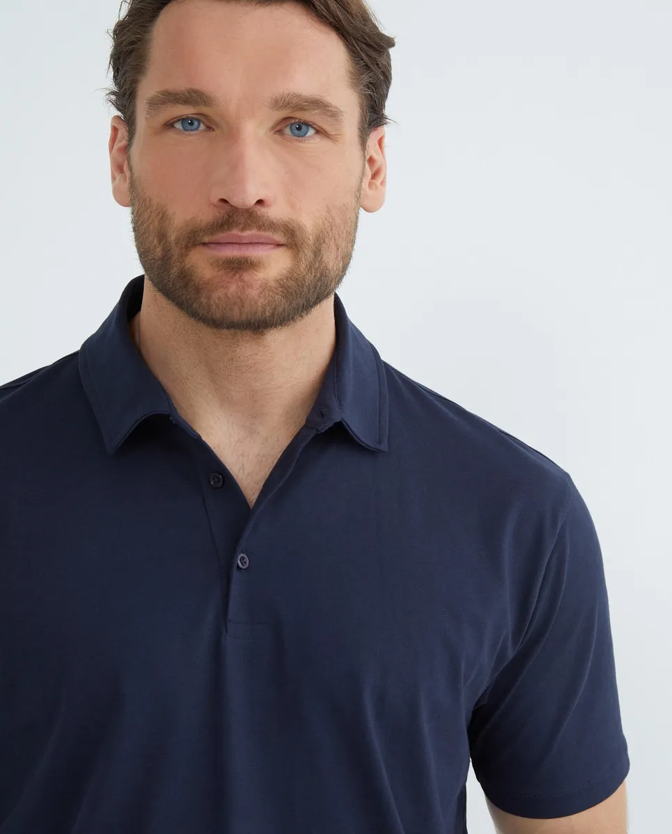 

Мужская футболка поло с коротким рукавом больших размеров гладкая вязка Comfortech Dustin, темно-синий