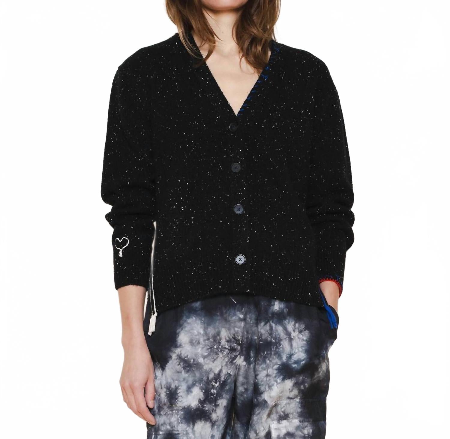 

Кардиган Yes из черного крапчатого кашемира Raquel Allegra