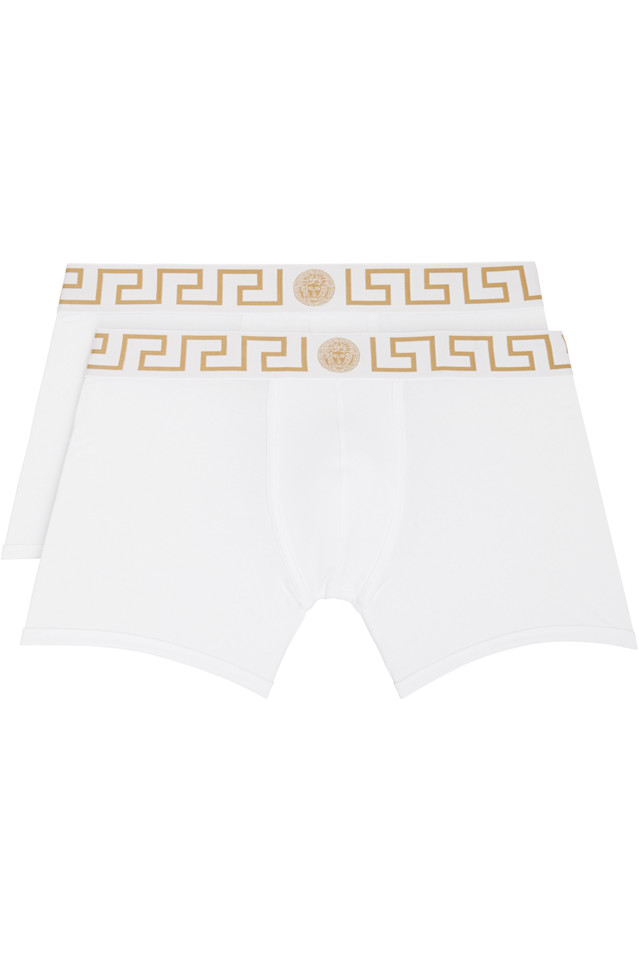 

Двухкомплектные боксеры-слипы с греческим орнаментом белого цвета Versace Underwear, белый