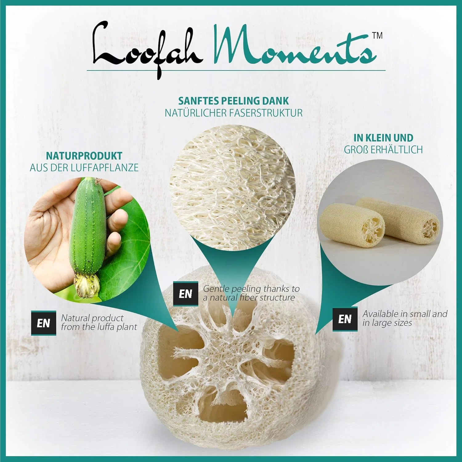 Натуральная губка люфа Loofah Moments 22 см Loofah Moments — фото 4