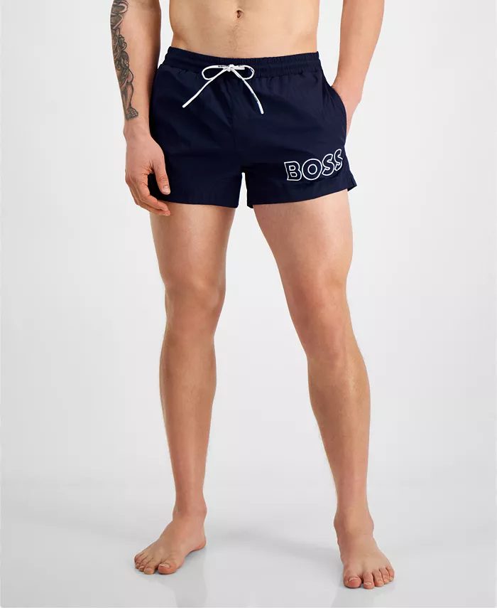 

Мужские плавки Mooneye Outlined Logo с кулиской, длина 3" Hugo Boss, синий
