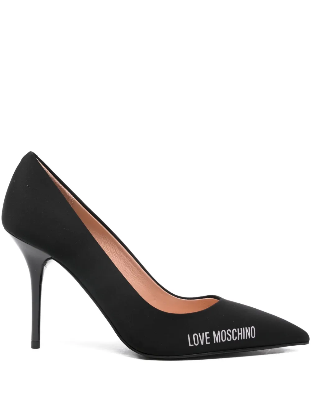 Кожаные туфли-лодочки на каблуке 100 мм Love Moschino, черный
