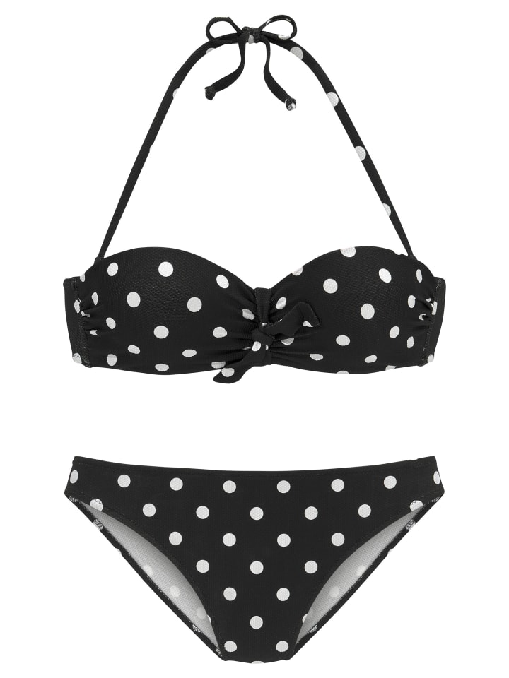 

LASCANA Бикини-топ без косточек, черно-белый