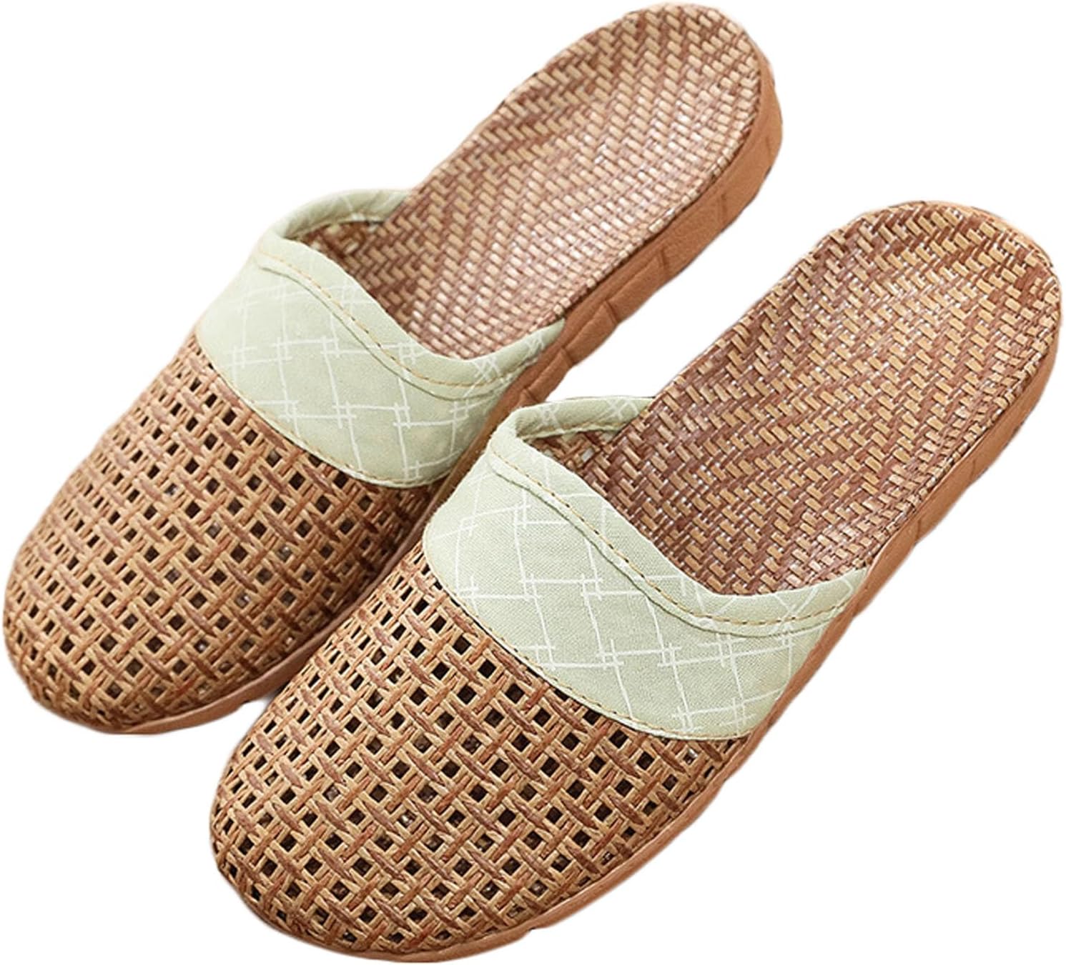 

Унисекс тапочки JadeRich из плетеной ротанговой травы, летние удобные легкие шлепанцы из льняной соломы, домашние слайд-сандалии, зеленый