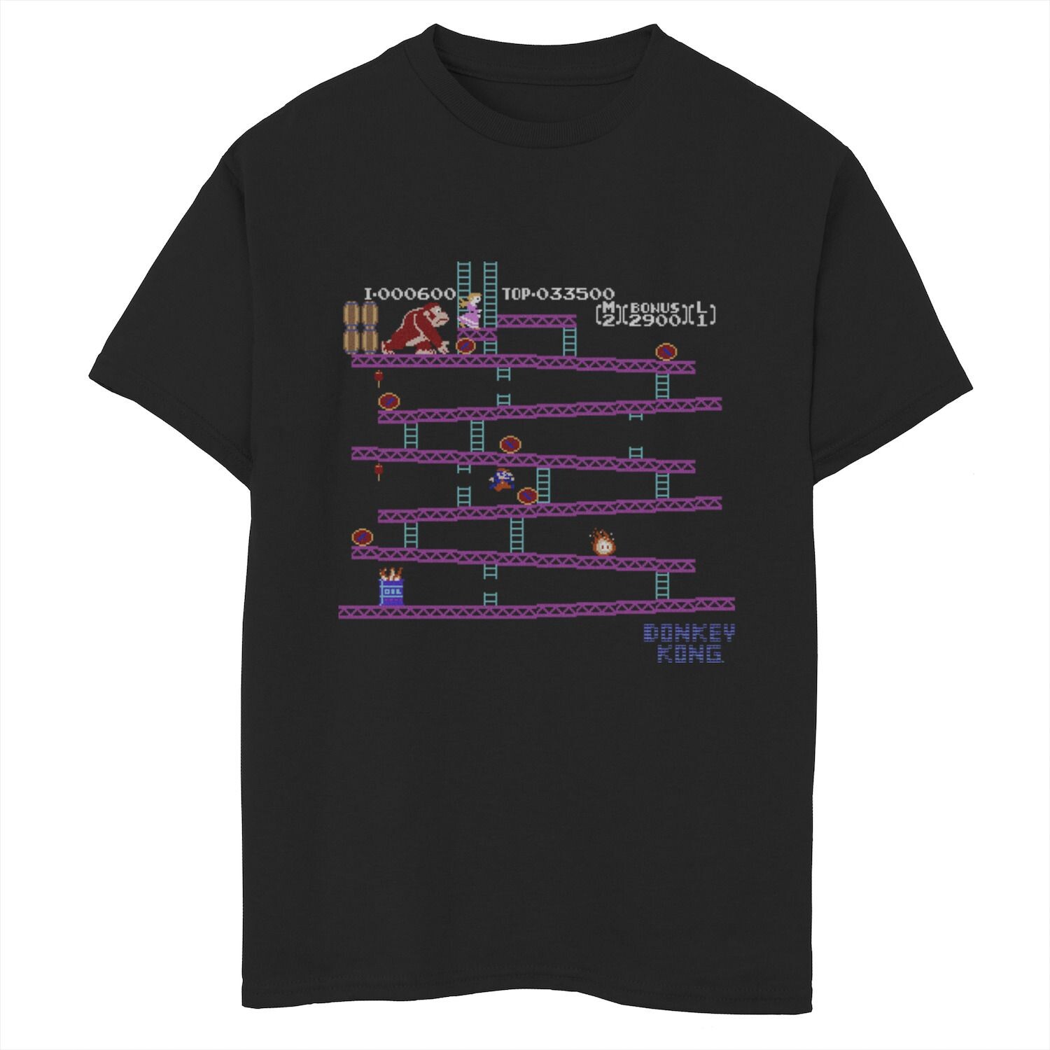 

Футболка с 8-битной боковой прокруткой и графикой Nintendo Donkey Kong для мальчиков 8–20 лет Licensed Character