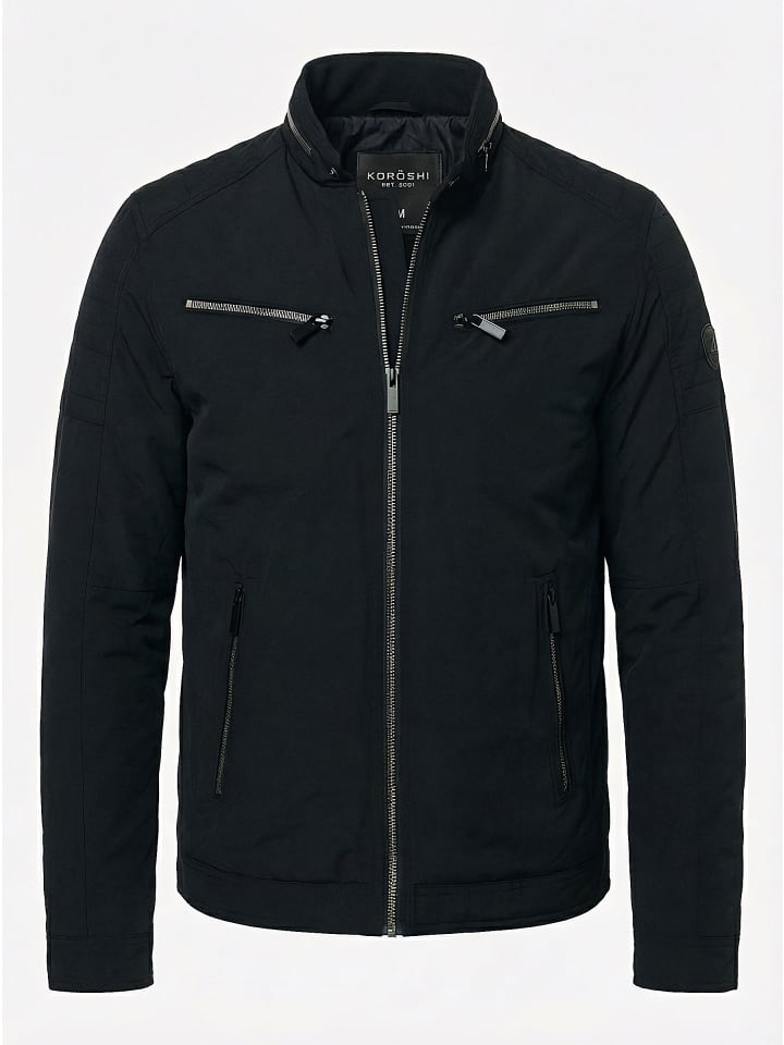 

KOROSHI Легкая, короткая техническая байкерская куртка черного цвета