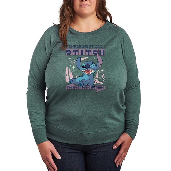 

Футболка с длинным рукавом Lilo & Stitch Too Busy Doing Nothing French Terry plus size Disney, Heather Juniper