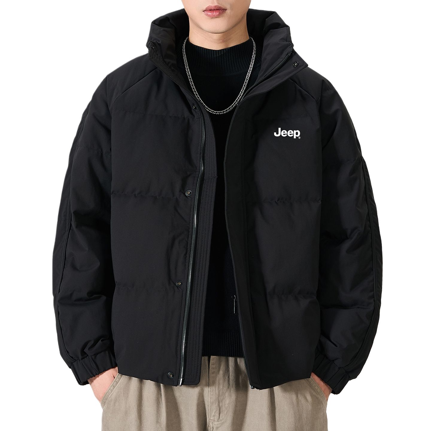 

Пуховик Unisex Stand Collar Moderate Others Jeep, черный