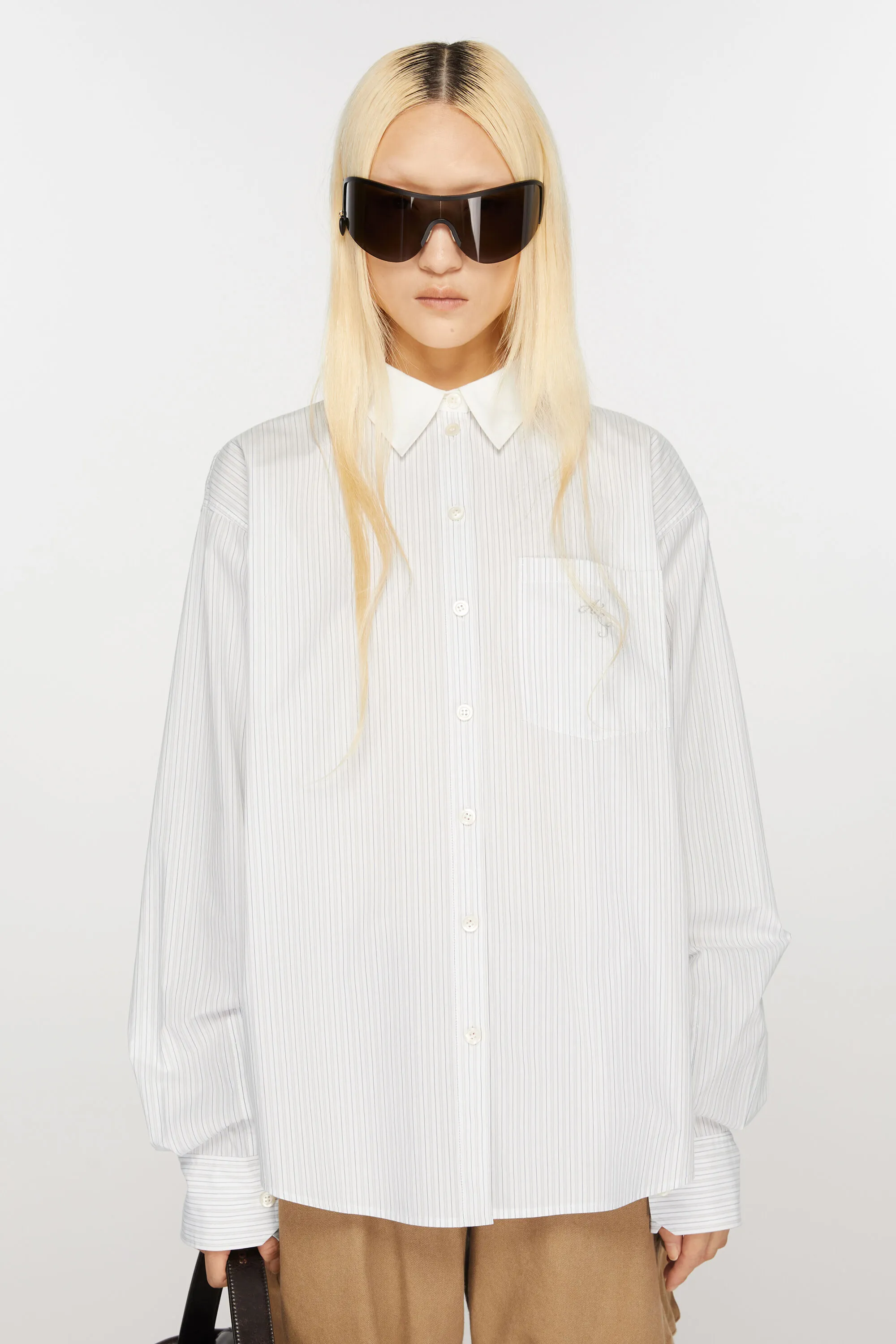 

Рубашка в полоску Acne Studios, Olive green/white