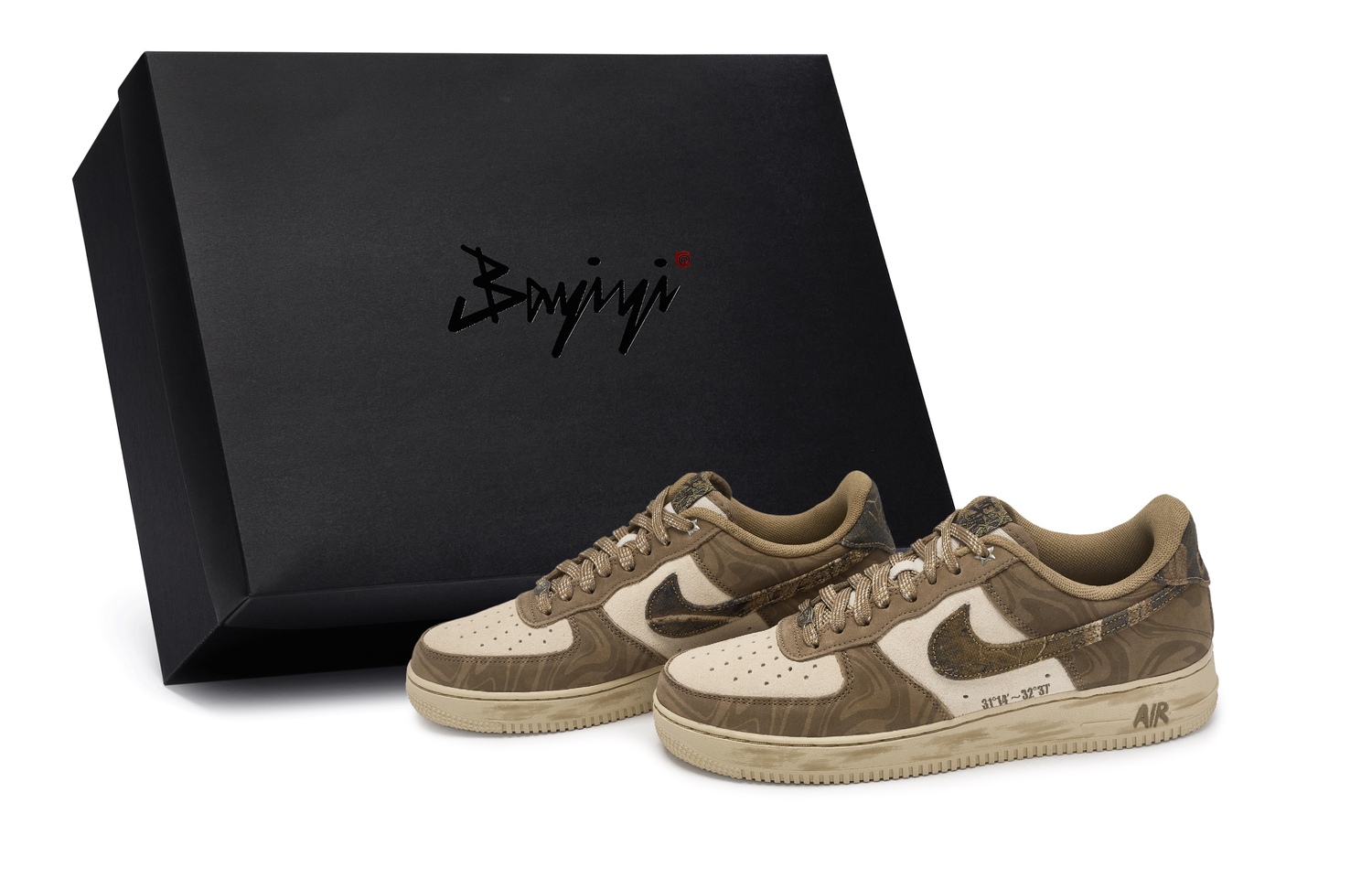 

Nike Air Force 1 811 Manufacturing, Tomorrow's Coordinates, Special Shoe Box, низкие скейтборд-кроссовки для мужчин, коричневый бежевый