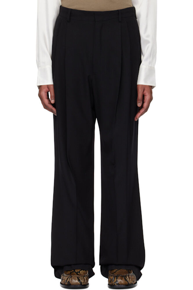 

Прямые брюки из черной шерсти Dries Van Noten