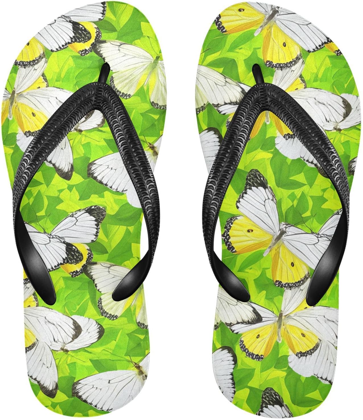 

Женские и мужские пляжные шлепанцы с бабочкой, желто-зеленые, резиновые, с противоскользящей подошвой, летние тапочки, босоножки Sinestour