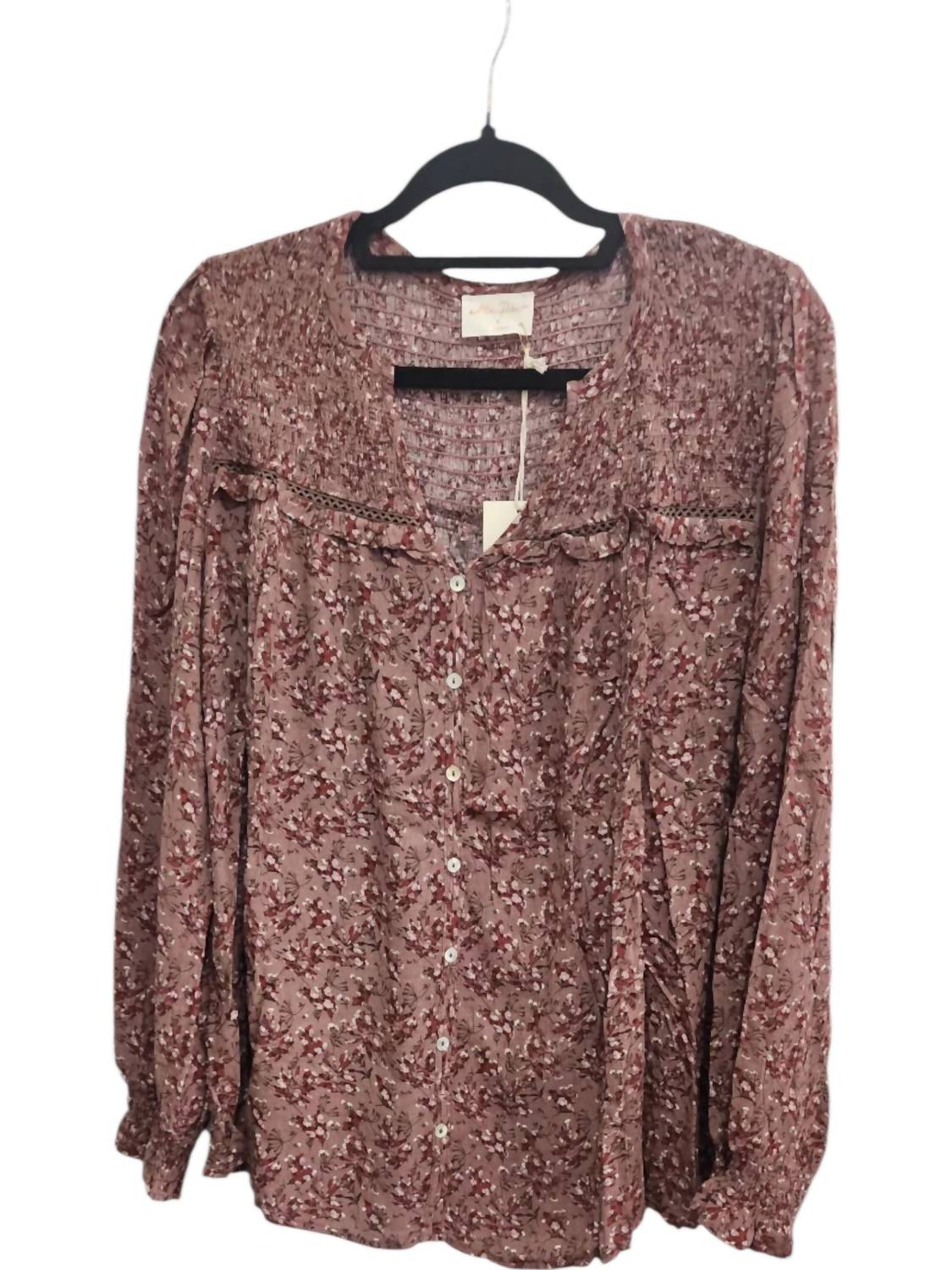 

Женский цветочный топ со сборками в пыльно-розовом цвете ALLIE ROSE