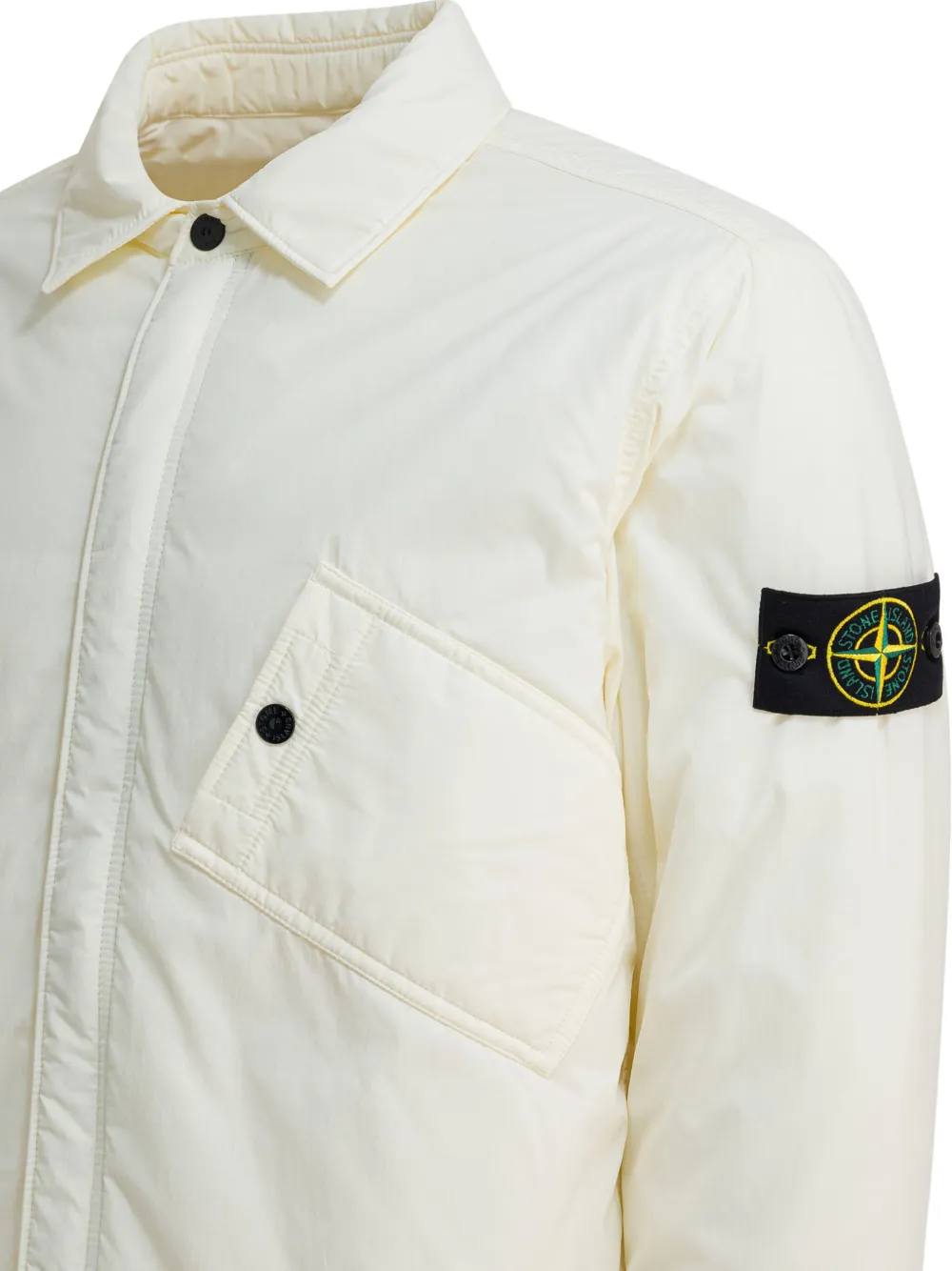 Рубашка-оверсор из плотной ткани с накладным карманом Stone Island, белый — фото 4