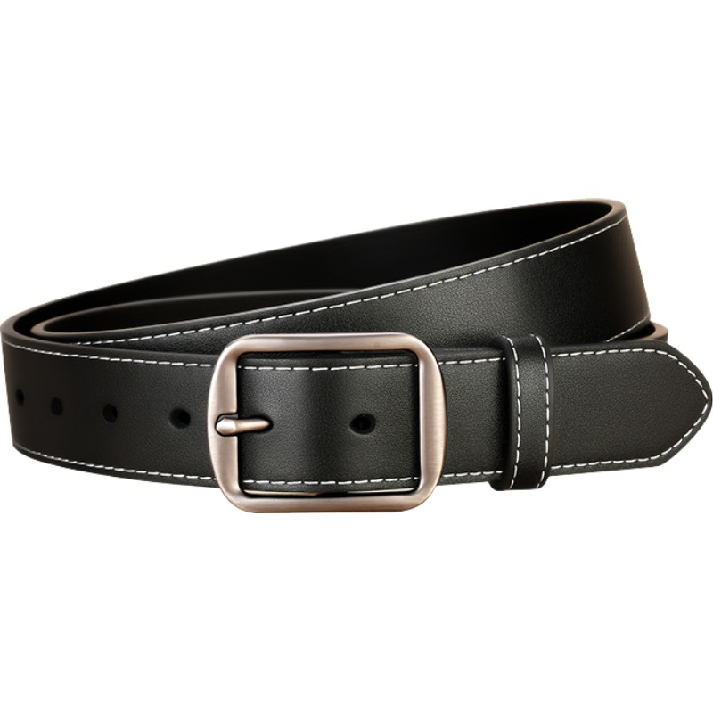 

Ремень из бычьей спилковой кожи Unisex 3,3 см WARRIOR, minimalist style черный[tool included]