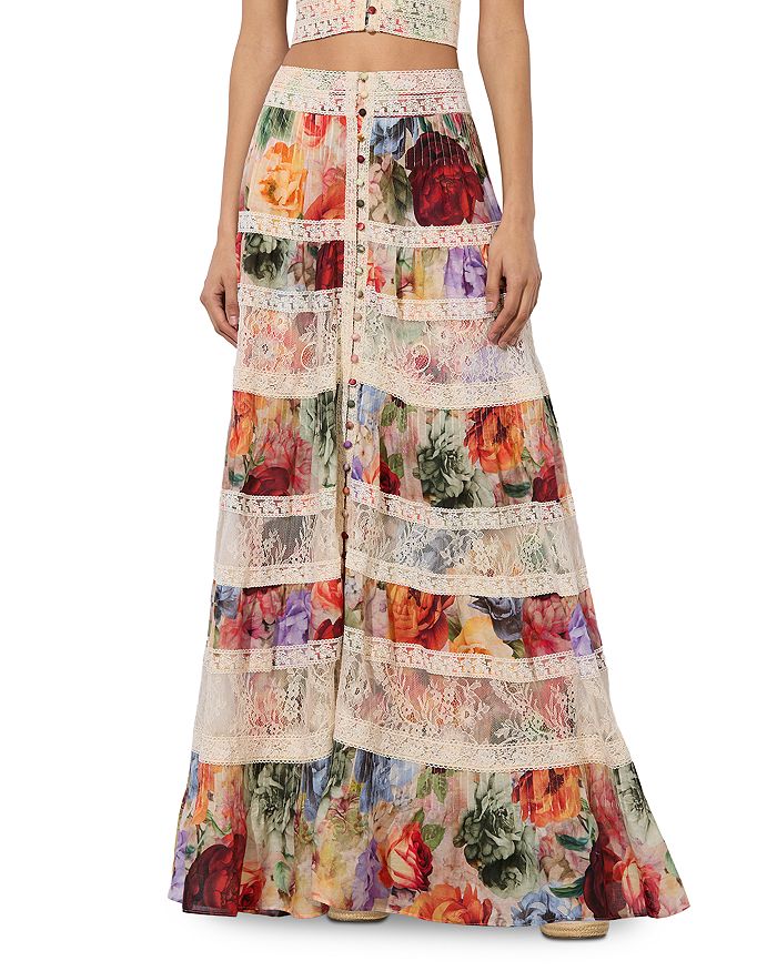 

Юбка макси Adira в несколько ярусов Alice and Olivia, мультиколор