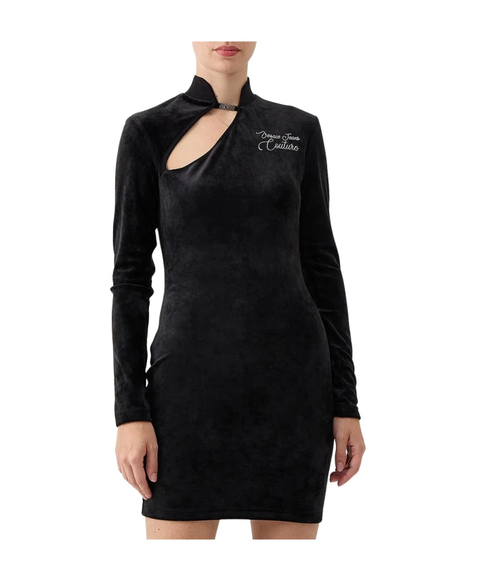 

Короткое бархатное платье Versace Jeans Couture, черный