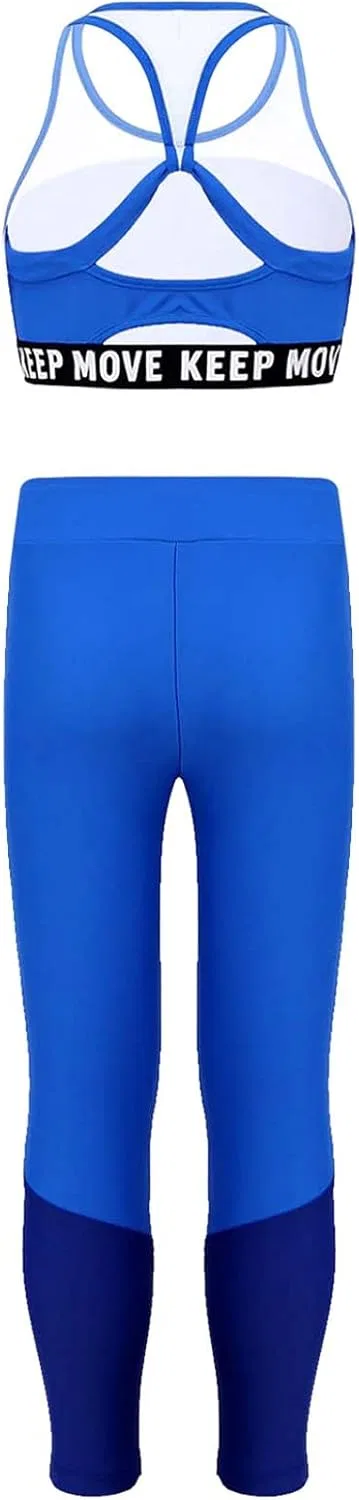 Детский спортивный костюм с принтом, Moggemol, топ и леггинсы, Royalblue — фото 2