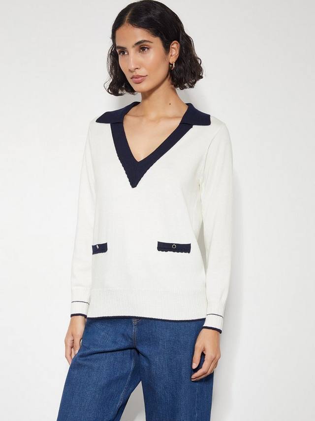 

Контрастный джемпер цвета clara Monsoon, цвет Ivory/Navy