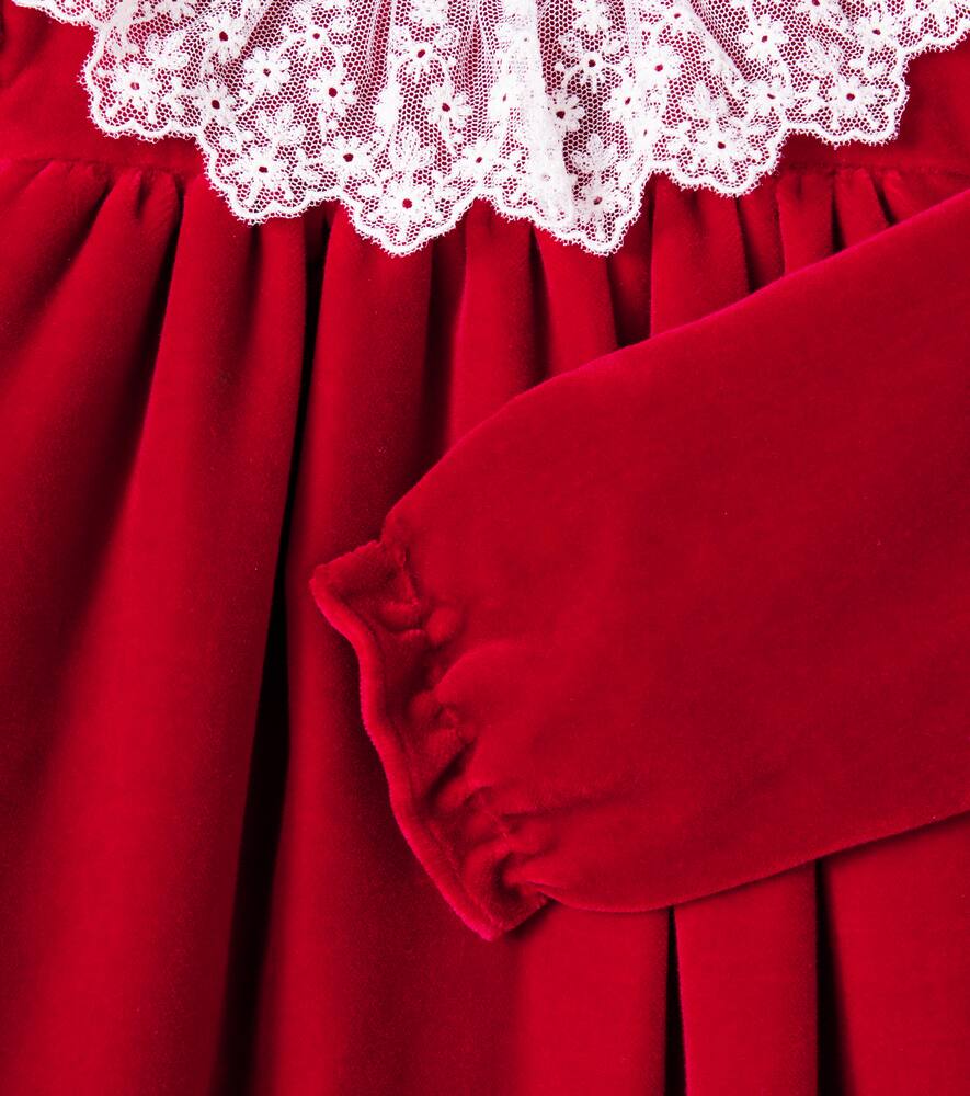 Платье Baby Jaylisa из хлопка с кружевной отделкой Bonpoint, Rouge — фото 3