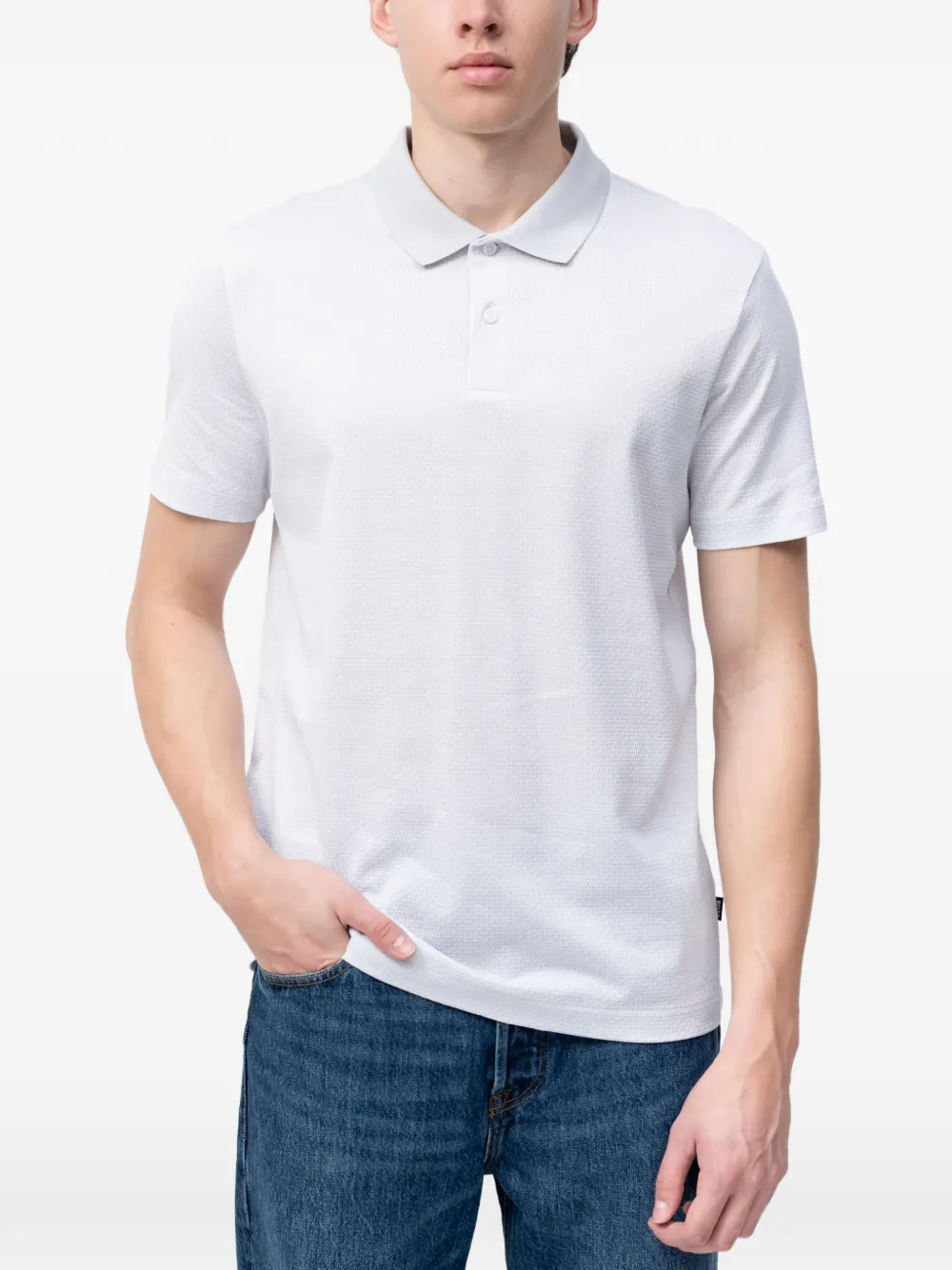 

Узорчатое поло с короткими рукавами Boss, белый