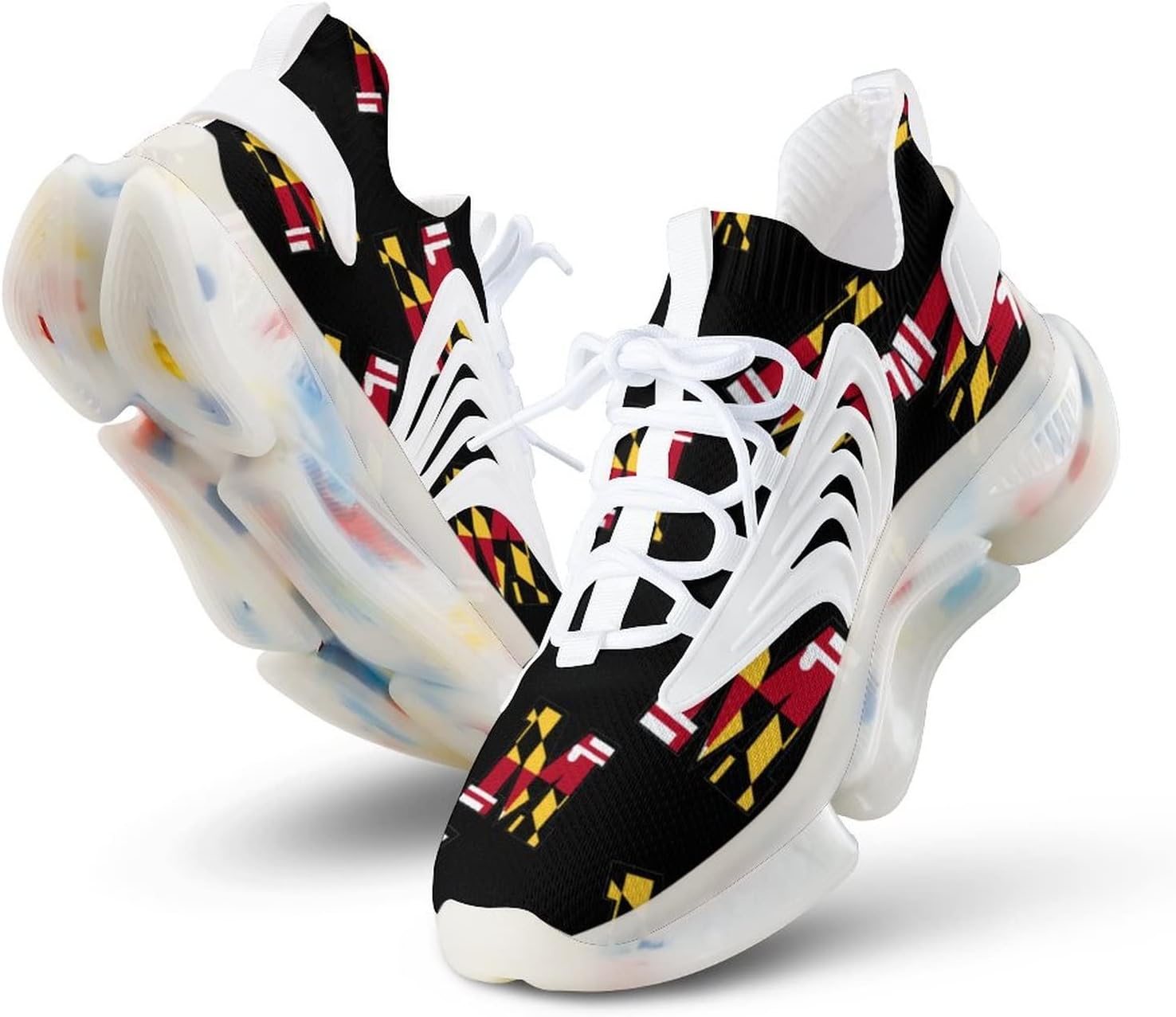 

Мужские кроссовки на шнуровке с флагом Мэриленда, размер M, для бега, ходьбы, тенниса, спорта и тренировок, дышащие Weedkeycat, белый