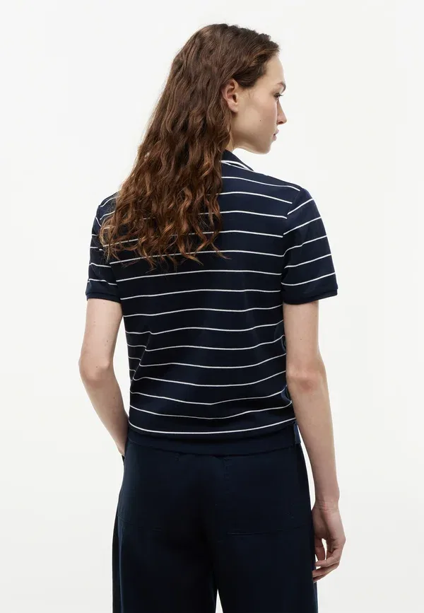 Поло Tommy Hilfiger, fine stp dark night navy / white, темно-синий с белым — фото 3