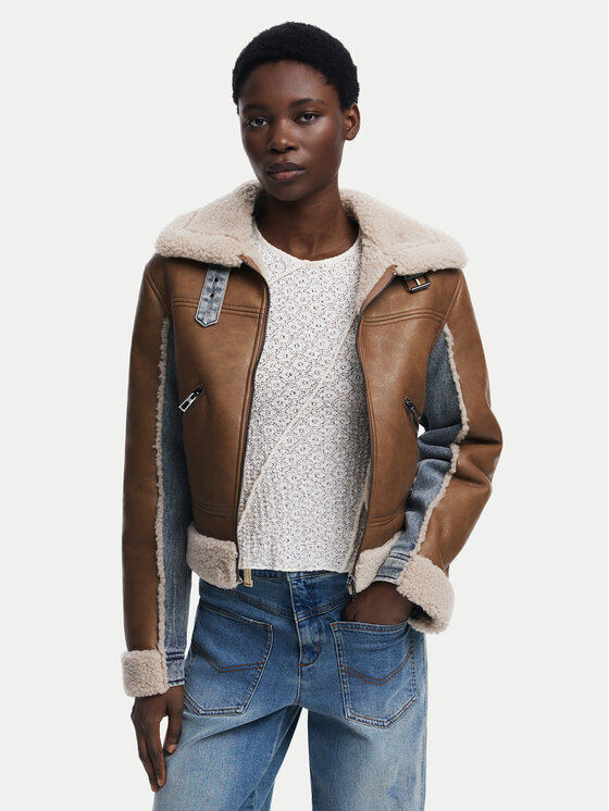 

Куртка из искусственной кожи regular fit Double 25WWEW39 Desigual, коричневый