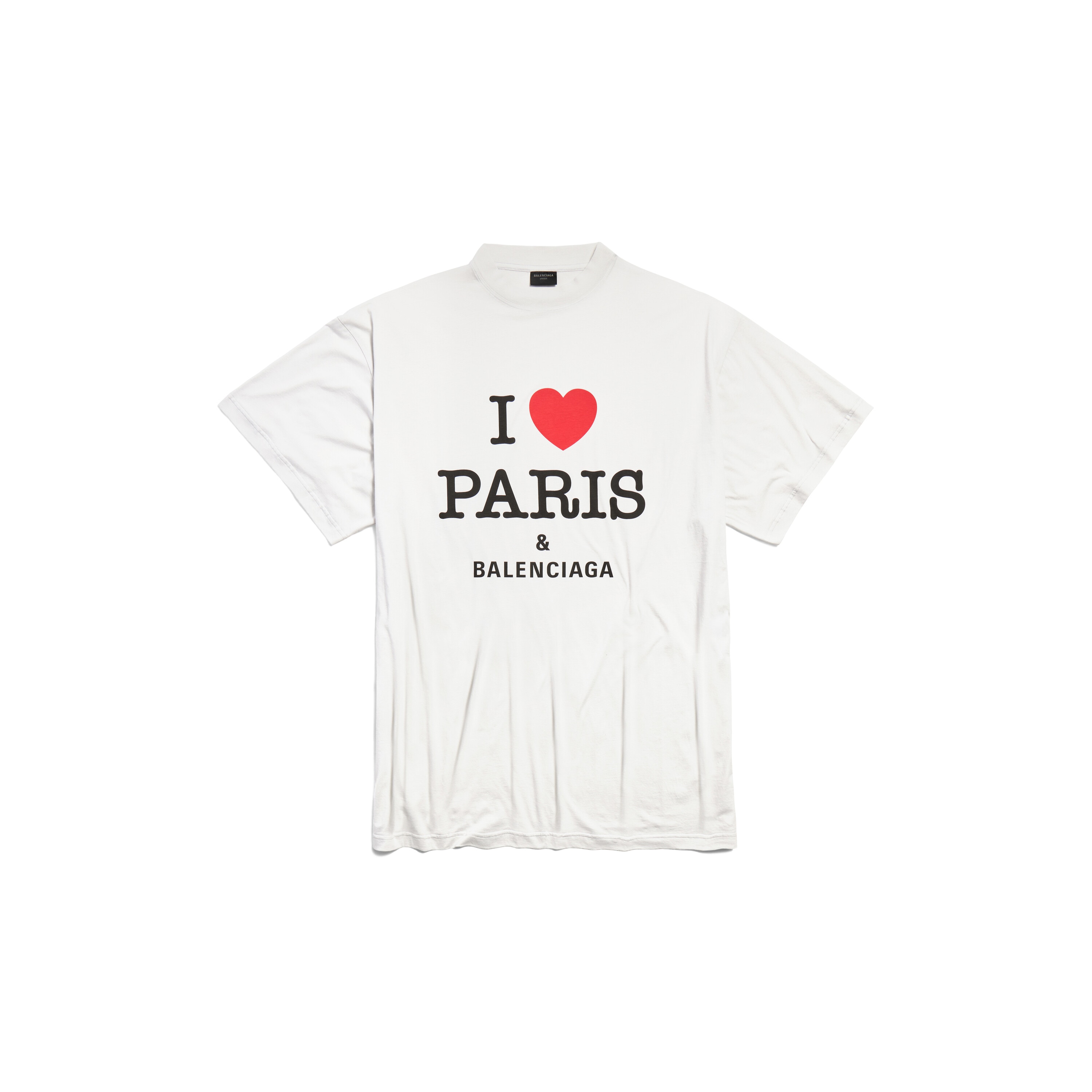 

Футболка I Love Paris & Balenciaga большого размера, белый