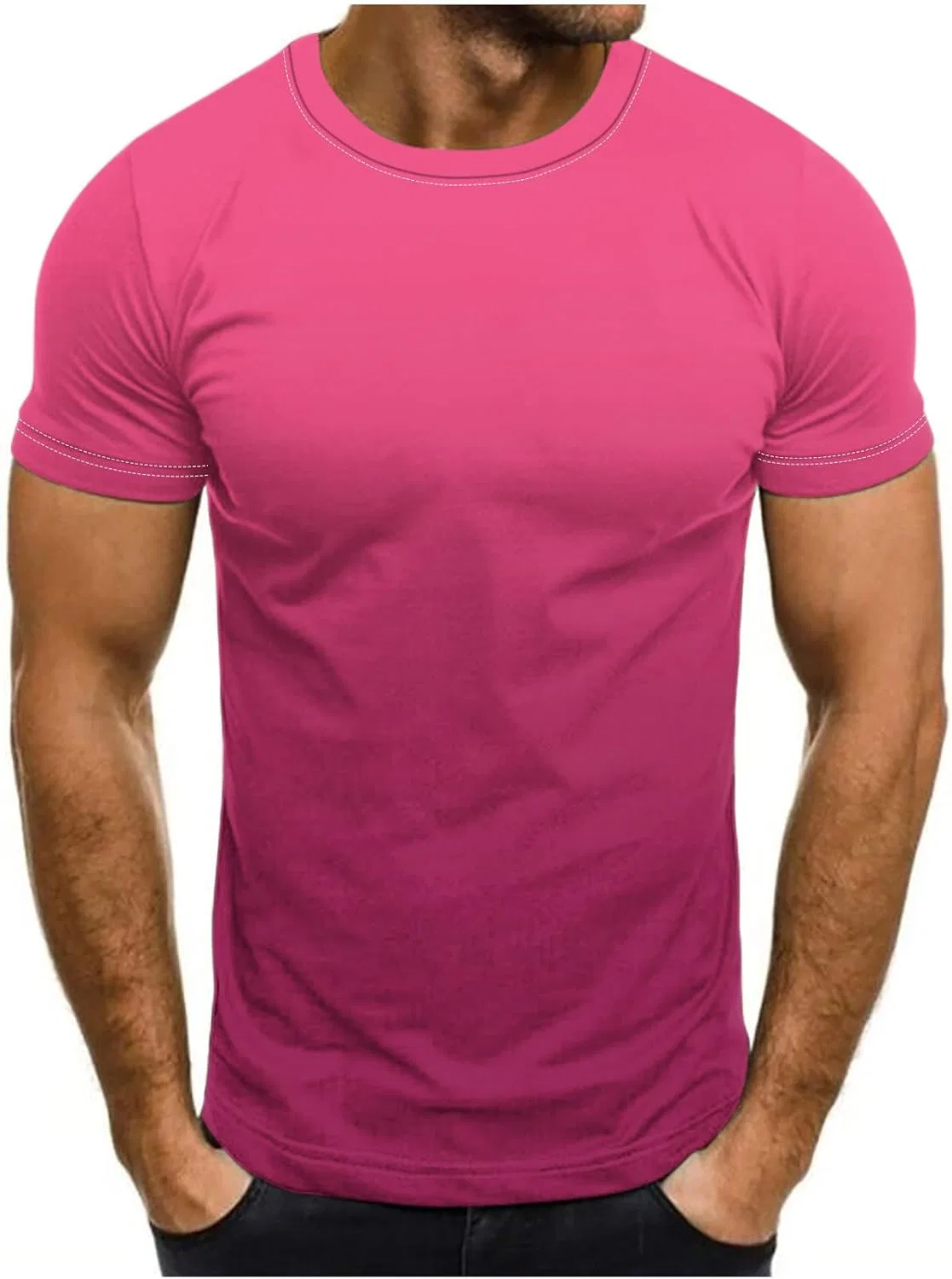 Футболка мужская с градиентом, NoxwB, A02#hot Pink