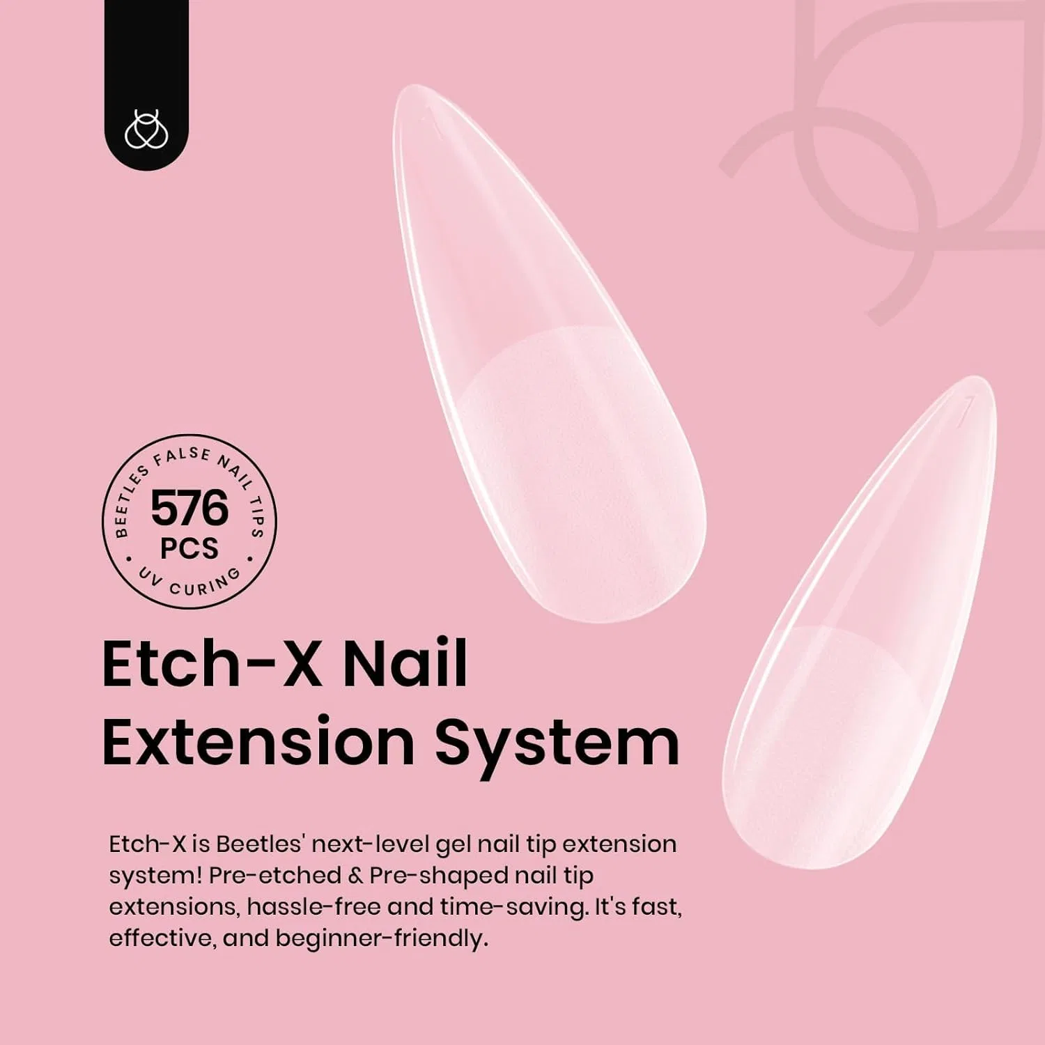 Накладные ногти Beetles Gel Nail Tips Stiletto Medium Etch-X, 576 шт. Beetles Gel Polish, Stiletto Medium 576 Pieces — фото 2