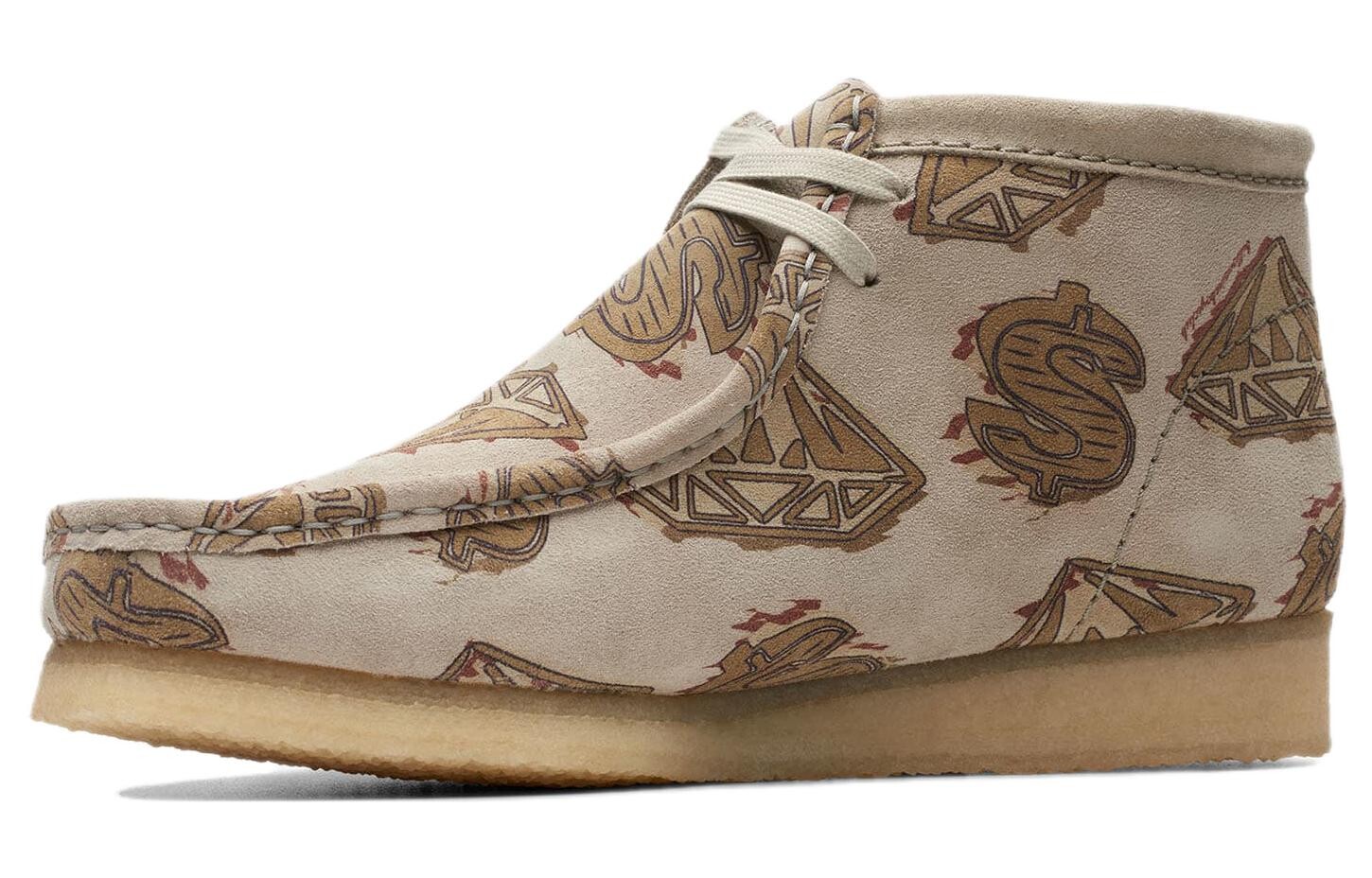Оригинальные ботинки Wallabee для мальчиков Billionaire Boys Club с бриллиантами и долларами, цвет не совсем белый Clarks — фото 2