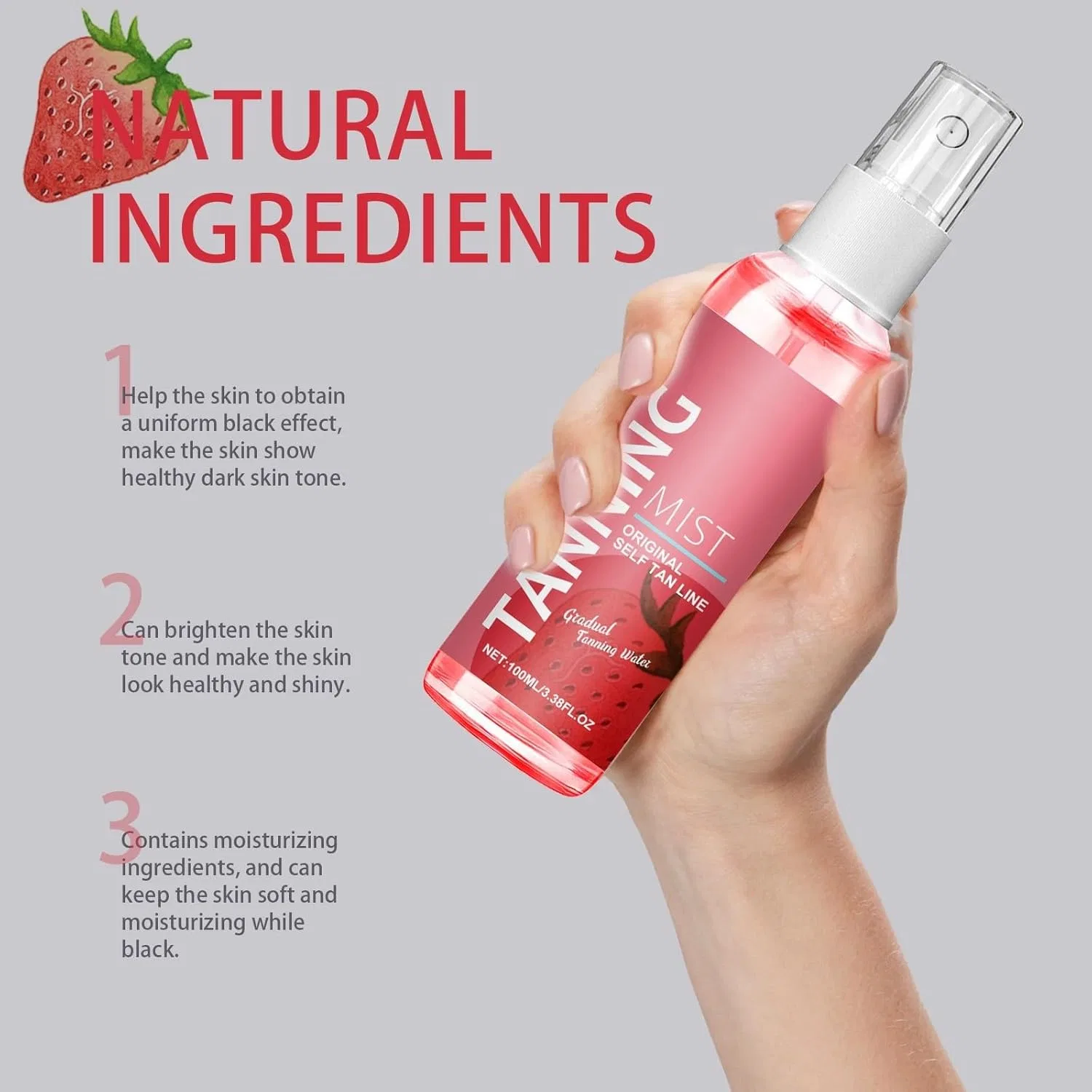 Спрей-автозагар для лица и тела Strawberry Tanning Aid, 100 мл — фото 2