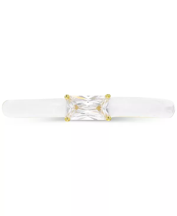 

Кольцо с кубическим цирконием и эмалью из стерлингового серебра с 14-каратным золотом Macy'S, white