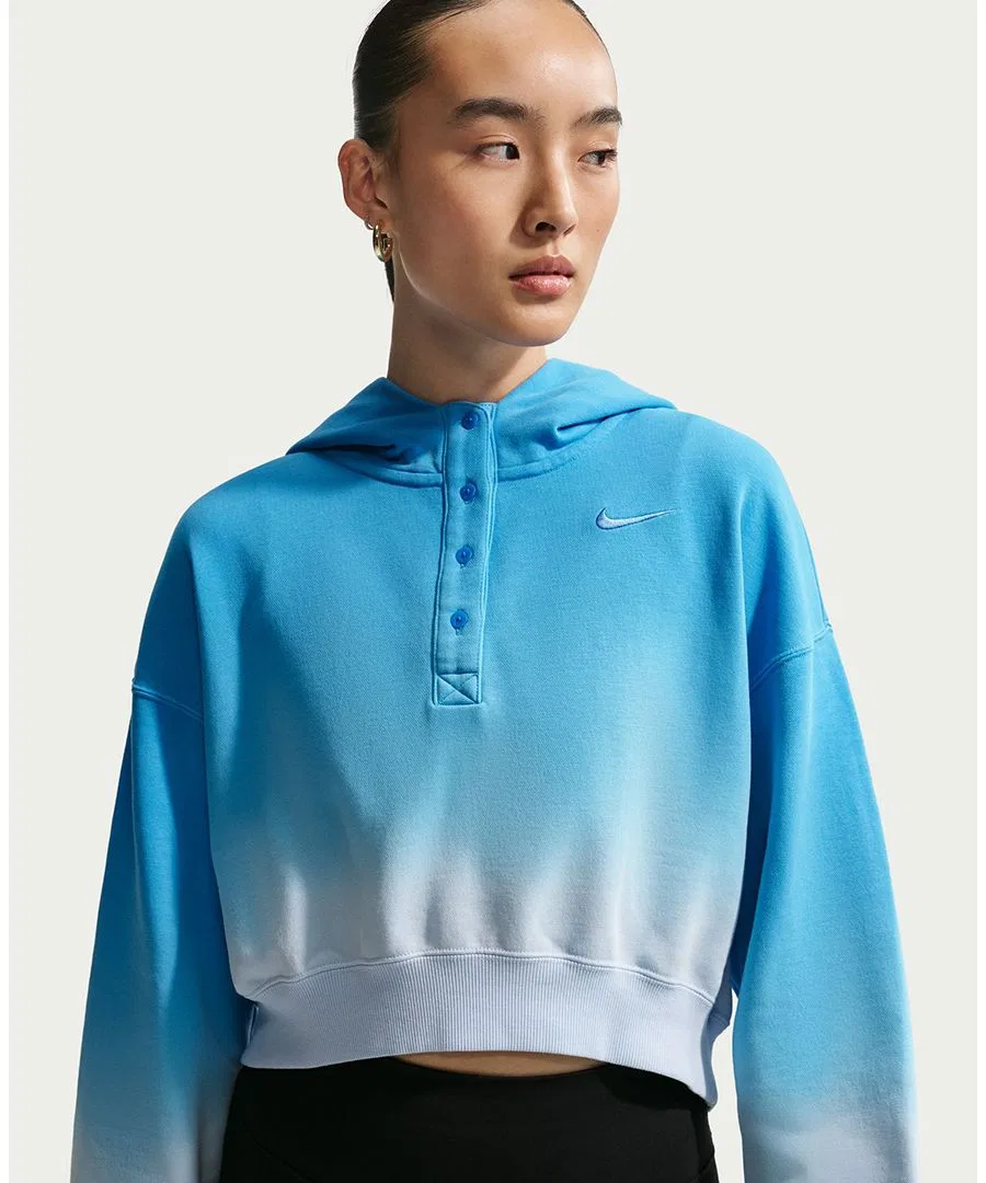 Женская спортивная толстовка Phoenix Flee Oversized Henley Hoodie Nike, Hydrogen Blue/Lt Photo Blue — фото 2